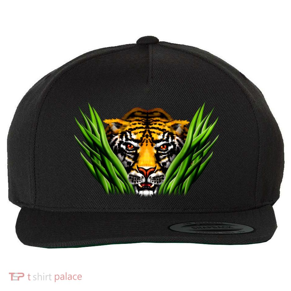 Wildlife - Tiger In Grass Portrait Wool Snapback Cap