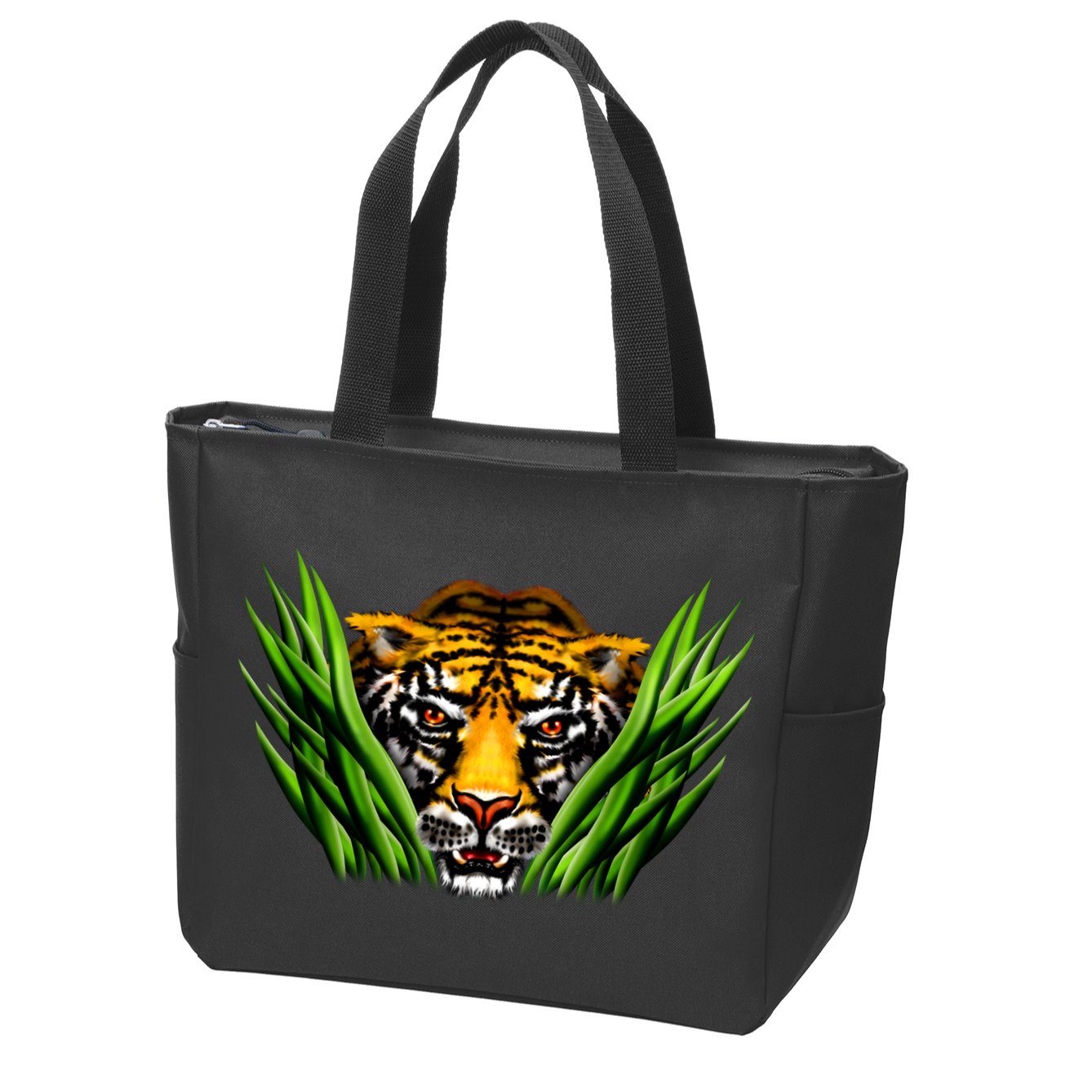 Wildlife - Tiger In Grass Portrait Zip Tote Bag