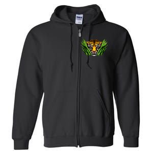 Wildlife - Tiger In Grass Portrait Full Zip Hoodie