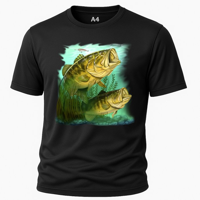 Wildlife - Two Jumping Bass Cooling Performance Crew T-Shirt