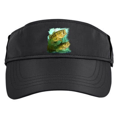 Wildlife - Two Jumping Bass Adult Drive Performance Visor