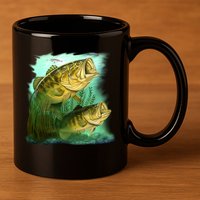 Wildlife - Two Jumping Bass 11oz C Handle Ceramic Mug