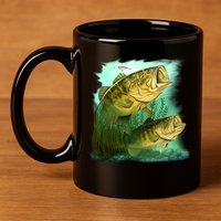 Wildlife - Two Jumping Bass 11oz C Handle Ceramic Mug