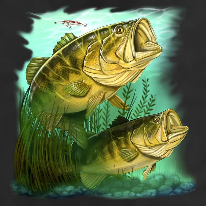 Wildlife - Two Jumping Bass 11oz C Handle Ceramic Mug