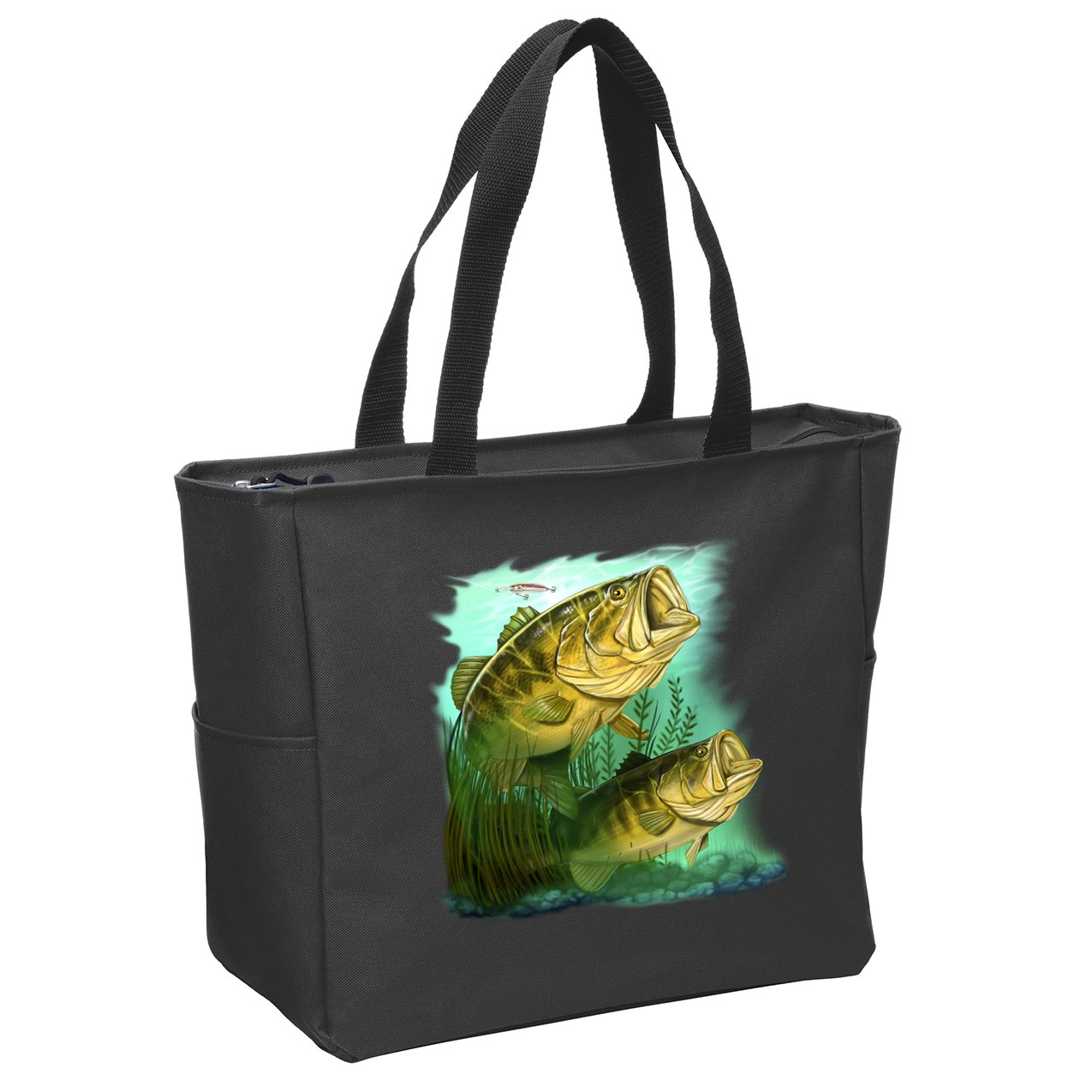 Wildlife - Two Jumping Bass Zip Tote Bag