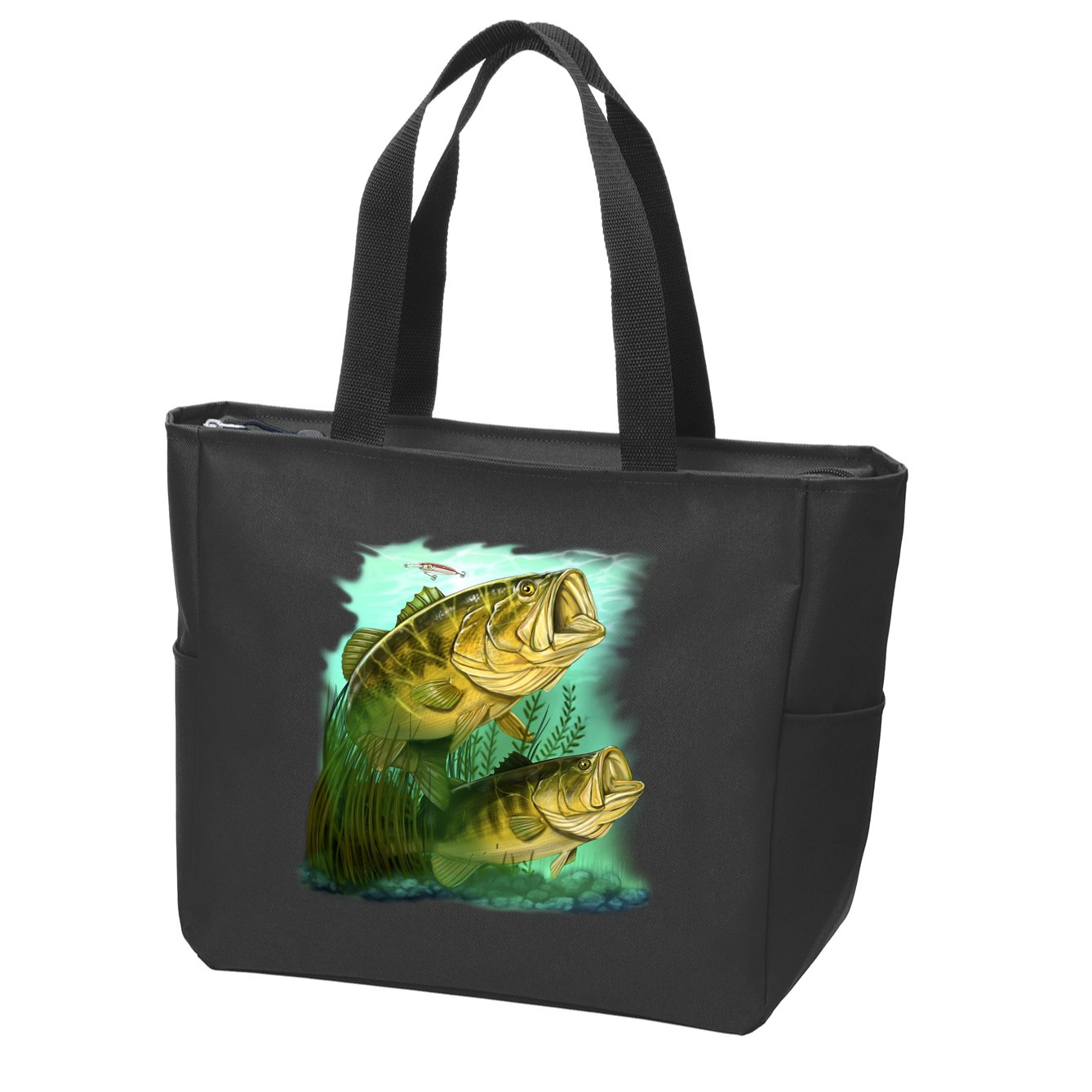 Wildlife - Two Jumping Bass Zip Tote Bag