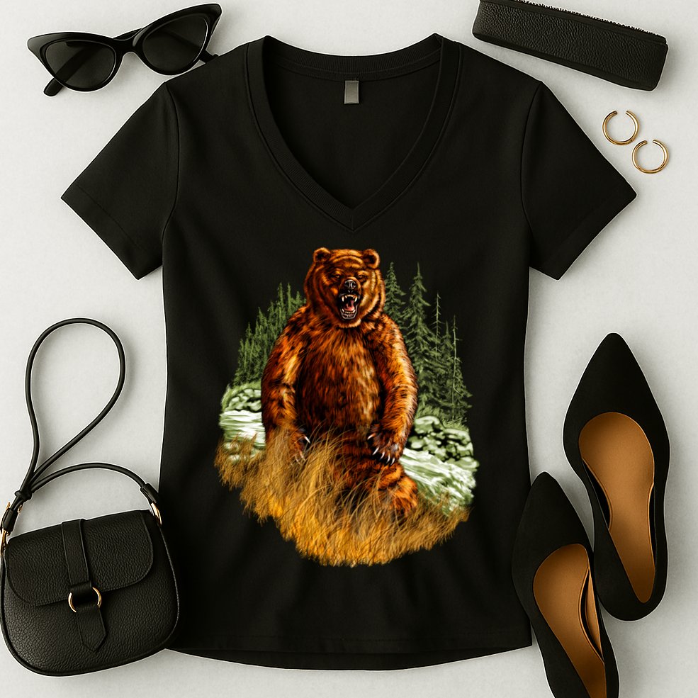 Wildlife - Wild Bear Portrait Women's V-Neck T-Shirt