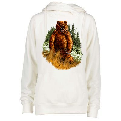 Wildlife - Wild Bear Portrait Womens Funnel Neck Pullover Hood