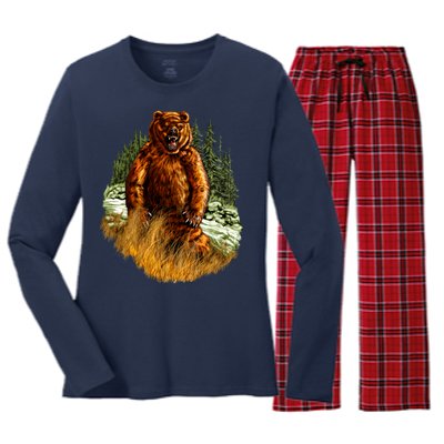 Wildlife - Wild Bear Portrait Women's Long Sleeve Flannel Pajama Set 