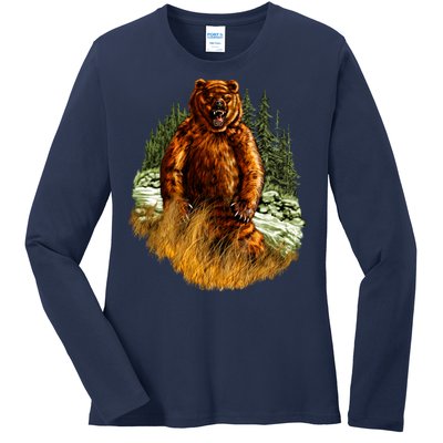 Wildlife - Wild Bear Portrait Ladies Long Sleeve Shirt