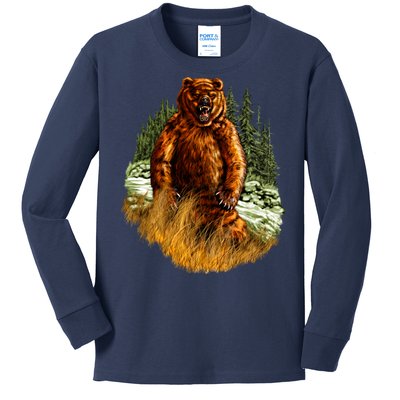 Wildlife - Wild Bear Portrait Kids Long Sleeve Shirt