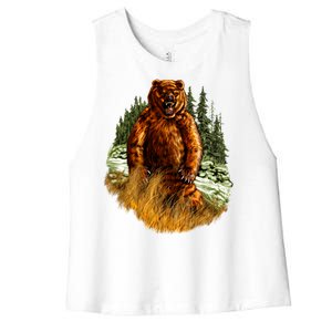 Wildlife - Wild Bear Portrait Women's Racerback Cropped Tank