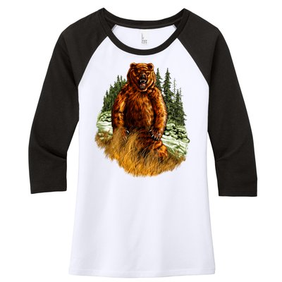 Wildlife - Wild Bear Portrait Women's Tri-Blend 3/4-Sleeve Raglan Shirt