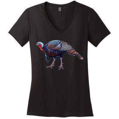 Wildlife - Wild Turky Walking Women's V-Neck T-Shirt
