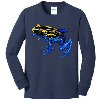 Wildlife - Yellow And Blue Frog Kids Long Sleeve Shirt