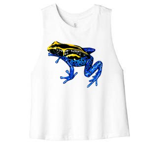 Wildlife - Yellow And Blue Frog Women's Racerback Cropped Tank