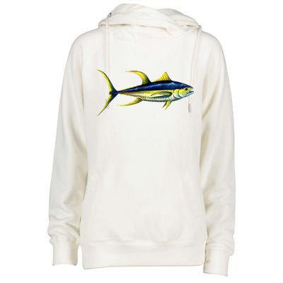 Wildlife - Yellowfin Tuna Womens Funnel Neck Pullover Hood