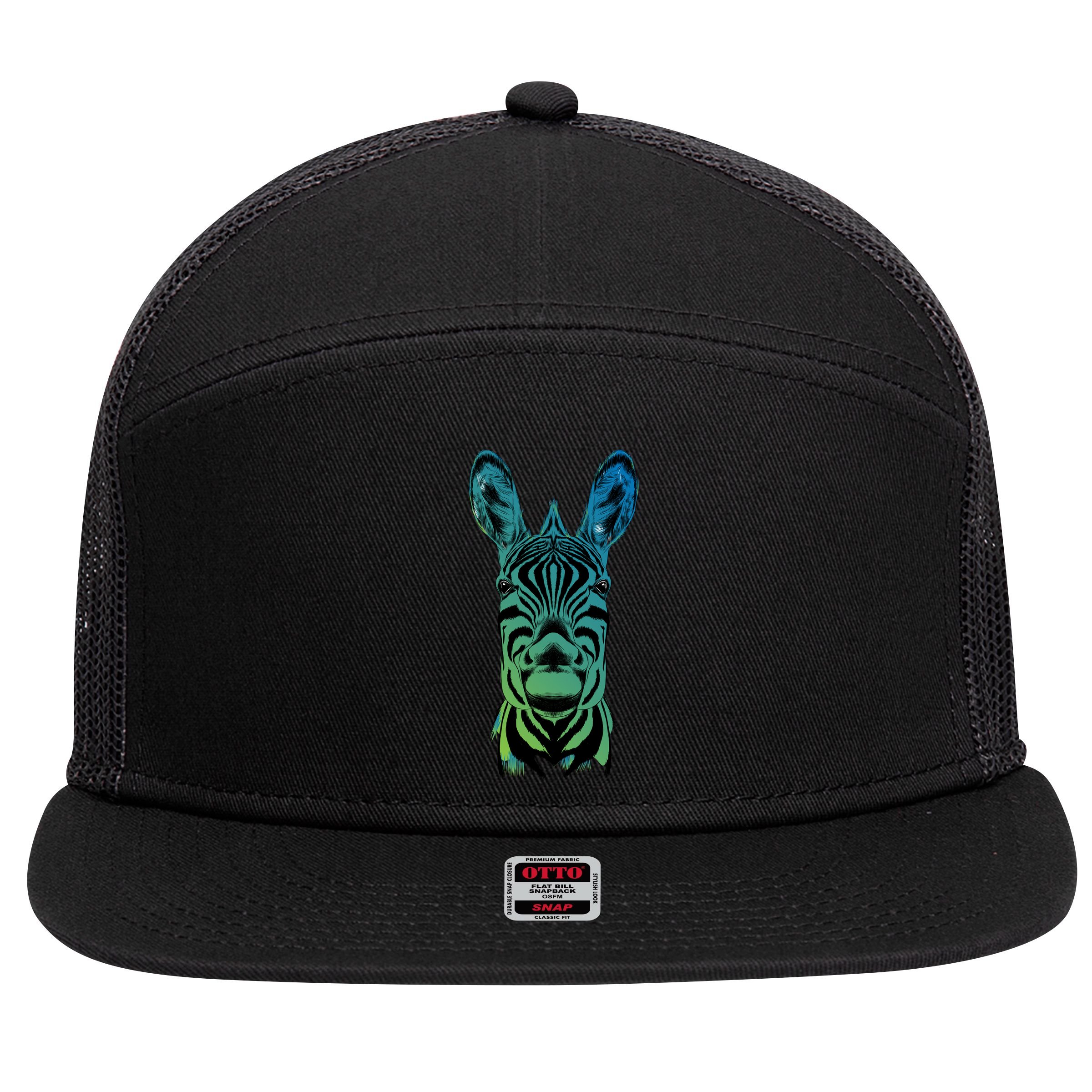 Wildlife - Zebra Head Abstract 7 Panel Mesh Trucker Snapback Hat