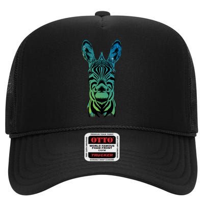 Wildlife - Zebra Head Abstract High Crown Mesh Back Trucker Hat