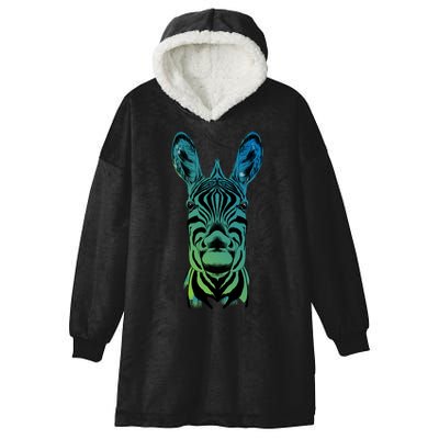 Wildlife - Zebra Head Abstract Hooded Wearable Blanket