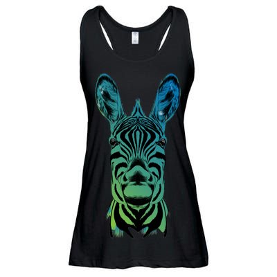 Wildlife - Zebra Head Abstract Ladies Essential Flowy Tank