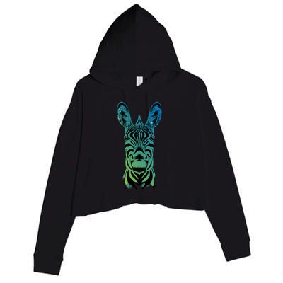 Wildlife - Zebra Head Abstract Crop Fleece Hoodie