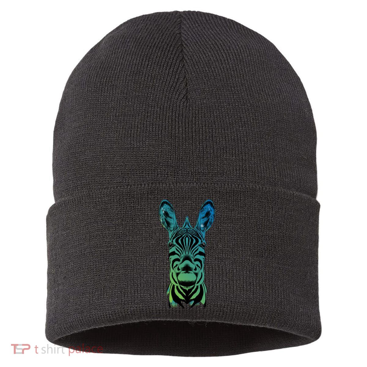 Wildlife - Zebra Head Abstract Sustainable Knit Beanie