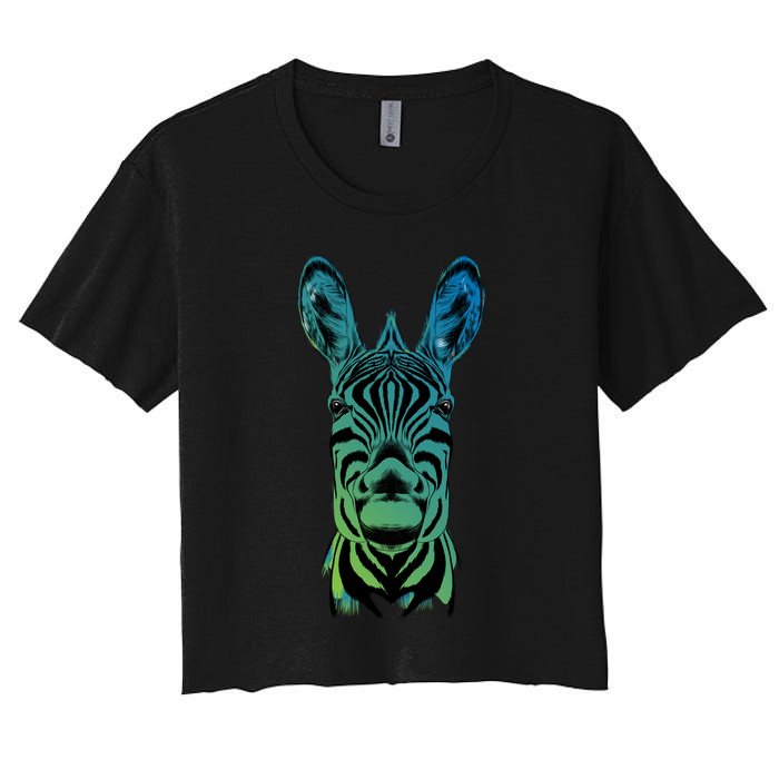Wildlife - Zebra Head Abstract Women's Crop Top Tee