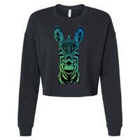 Wildlife - Zebra Head Abstract Cropped Pullover Crew
