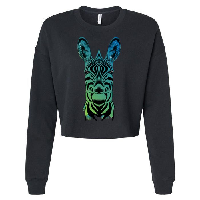 Wildlife - Zebra Head Abstract Cropped Pullover Crew