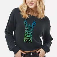 Wildlife - Zebra Head Abstract Cropped Pullover Crew