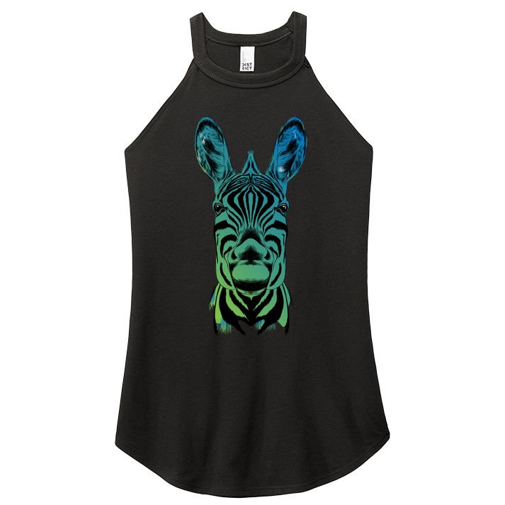 Wildlife - Zebra Head Abstract Women's Perfect Tri Rocker Tank