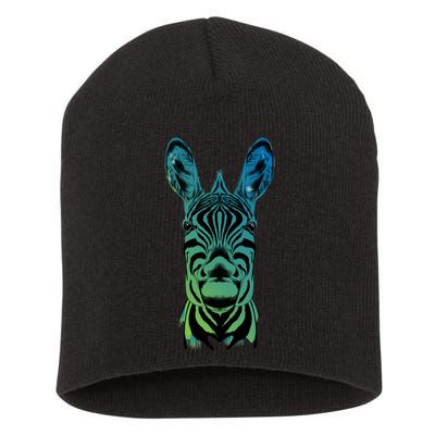 Wildlife - Zebra Head Abstract Short Acrylic Beanie