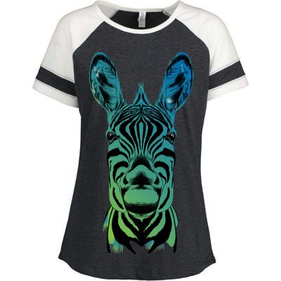 Wildlife - Zebra Head Abstract Enza Ladies Jersey Colorblock Tee