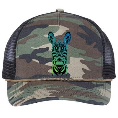 Wildlife - Zebra Head Abstract Retro Rope Trucker Hat Cap