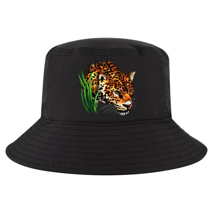 Wildlife Big Face Jaguar In Grass Portrait Cool Comfort Performance Bucket Hat