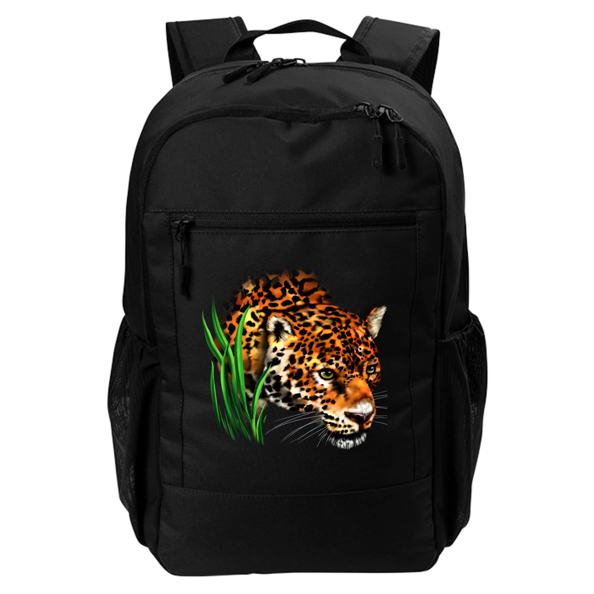 Wildlife Big Face Jaguar In Grass Portrait Backpack