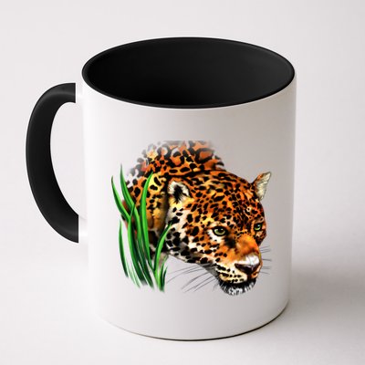 Wildlife Big Face Jaguar In Grass Portrait Mug