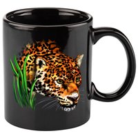 Wildlife Big Face Jaguar In Grass Portrait 11oz C Handle Ceramic Mug