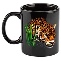 Wildlife Big Face Jaguar In Grass Portrait 11oz C Handle Ceramic Mug