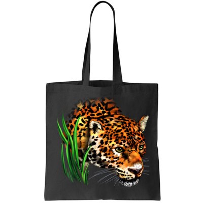 Wildlife Big Face Jaguar In Grass Portrait Bag