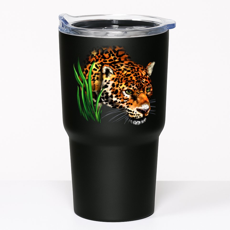 Wildlife Big Face Jaguar In Grass Portrait Tumbler