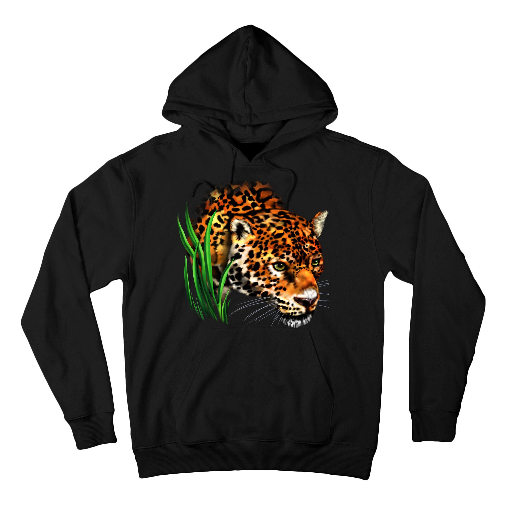 Wildlife Big Face Jaguar In Grass Portrait Tall Hoodie