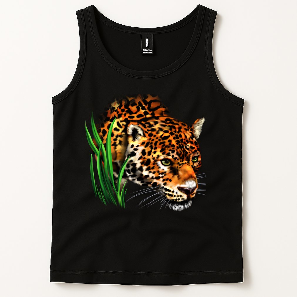 Wildlife Big Face Jaguar In Grass Portrait Tank Top