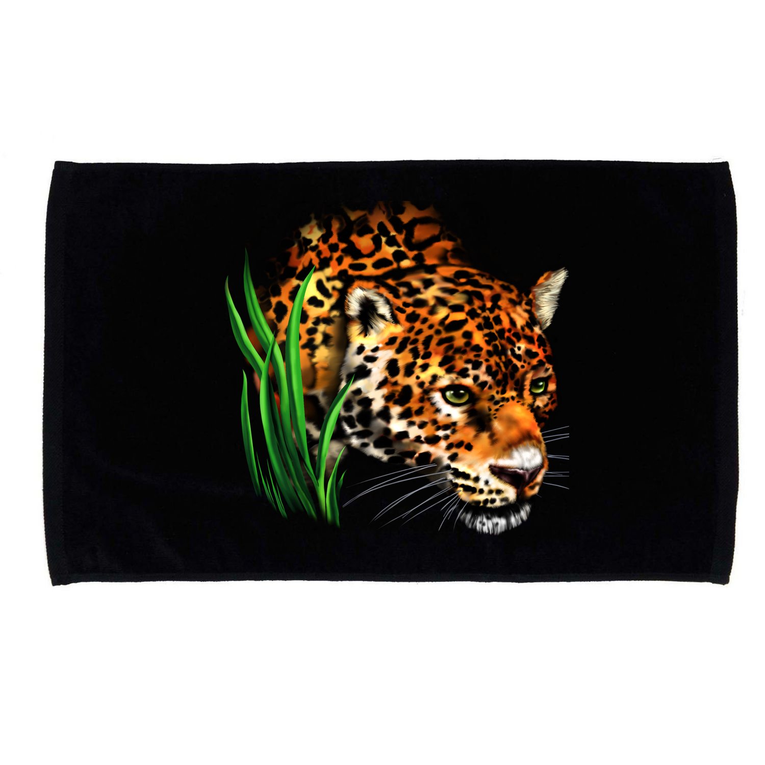 Wildlife Big Face Jaguar In Grass Portrait Microfiber Hand Towel