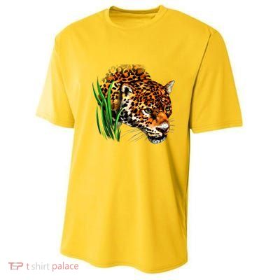 Wildlife Big Face Jaguar In Grass Portrait Youth Performance Sprint T-Shirt