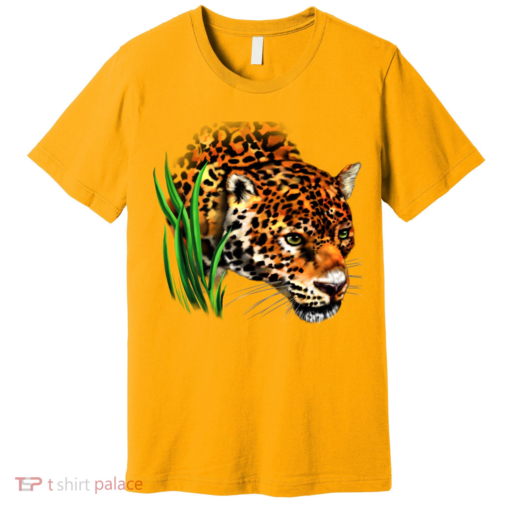 Wildlife Big Face Jaguar In Grass Portrait Premium T-Shirt