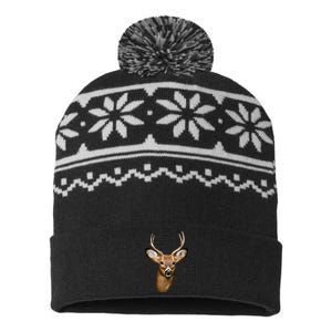 Wildlife Big Face Young Buck Deer Portrait USA-Made Snowflake Beanie