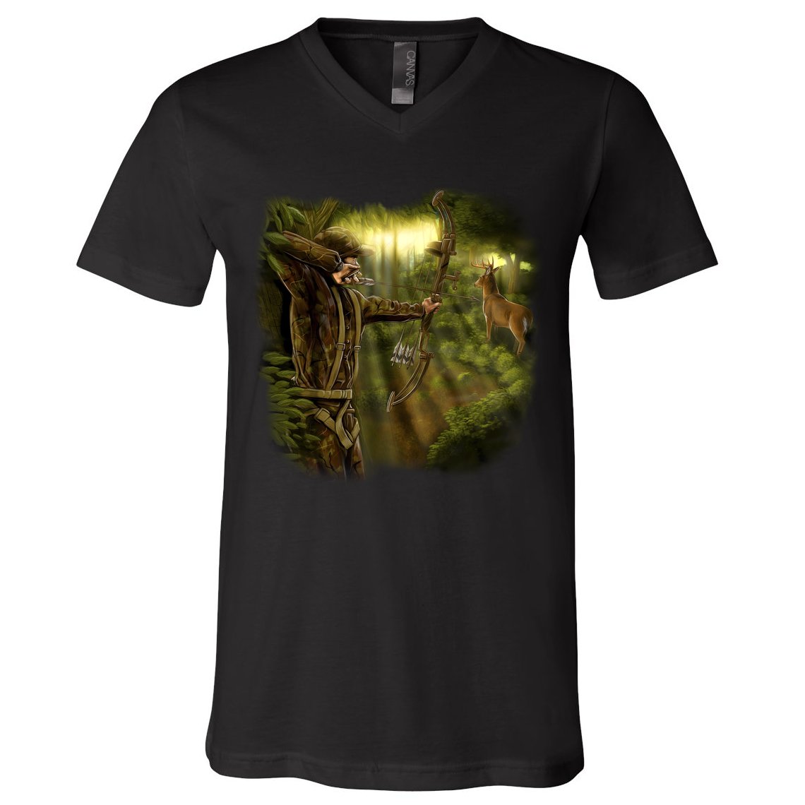Wildlife Deer Bow Hunter V-Neck T-Shirt