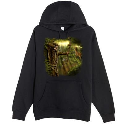 Wildlife Deer Bow Hunter Premium Pullover Hoodie